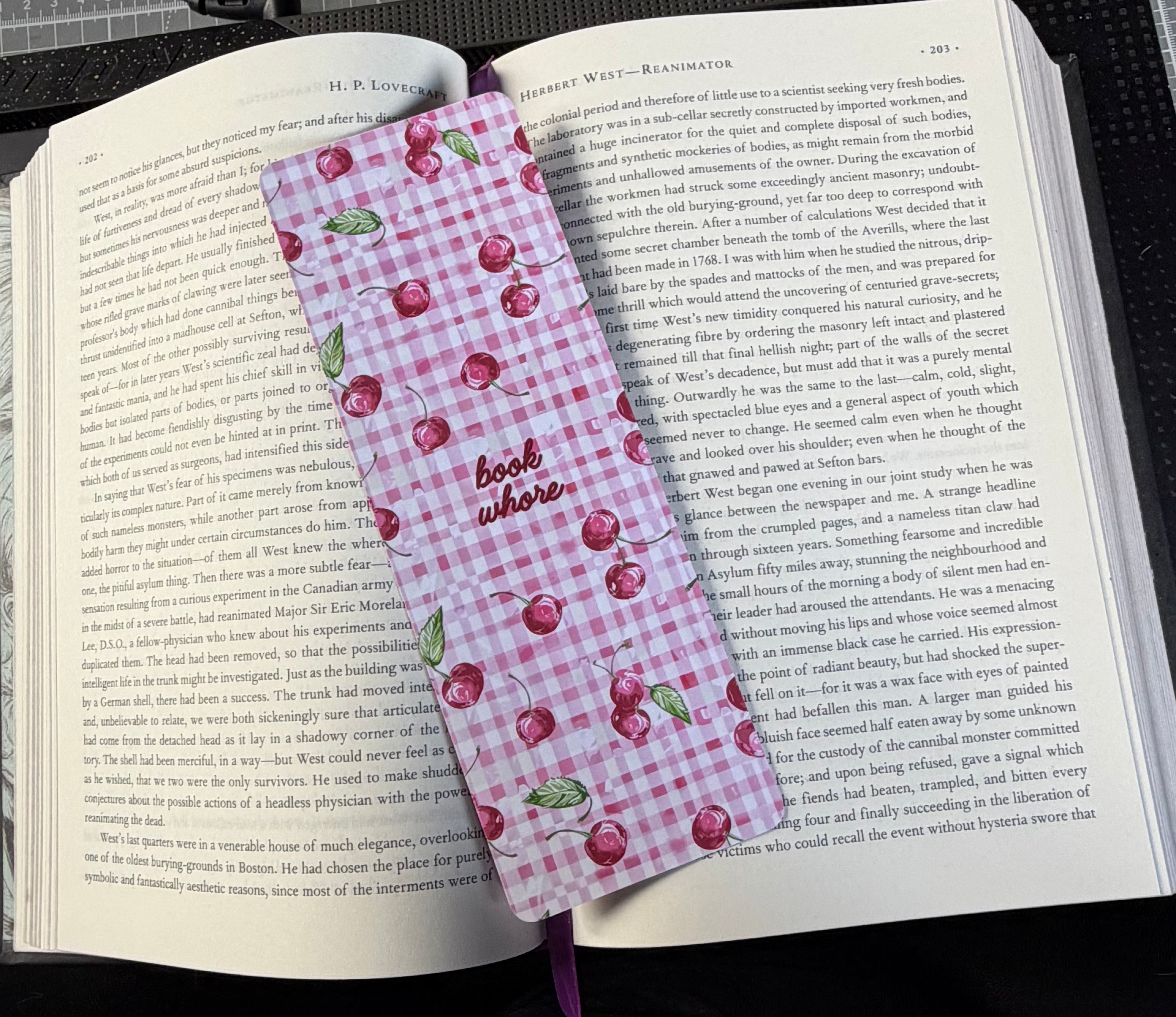 Book Whore, Cherry Pattern, Large Bookmark