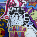 Aur Naur, Floral, humorous, Racoon Single Sticker