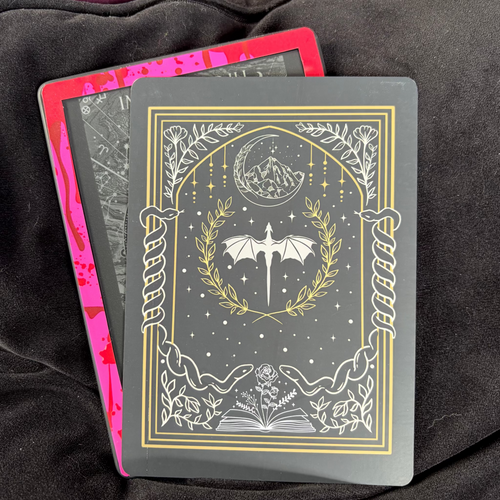 Black and Gold Dragon, Kindle Backing Insert. Silver dragon, ethereal, celestial, bookish, fantasy

Made to order. Made to fit your specific model. Matte laminated for durability. Easy to install in a clear case.&nbsp;