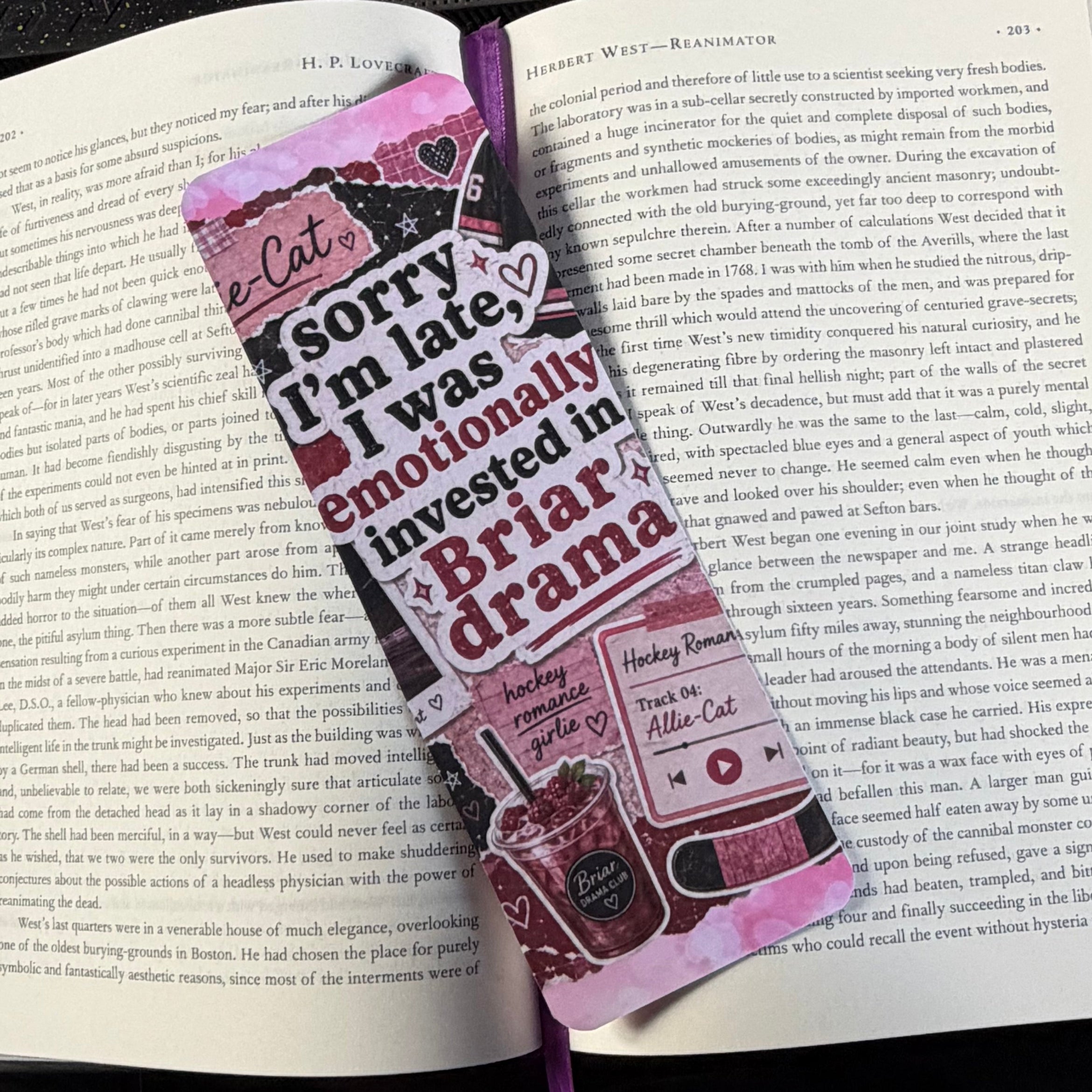Briar Drama, Off Campus, Large Bookmark Junk journal style. Hockey Romance.