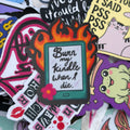 Burn My Kindle When I Die, Single Sticker. Funny bookish, reader humour, kindle on fire.
