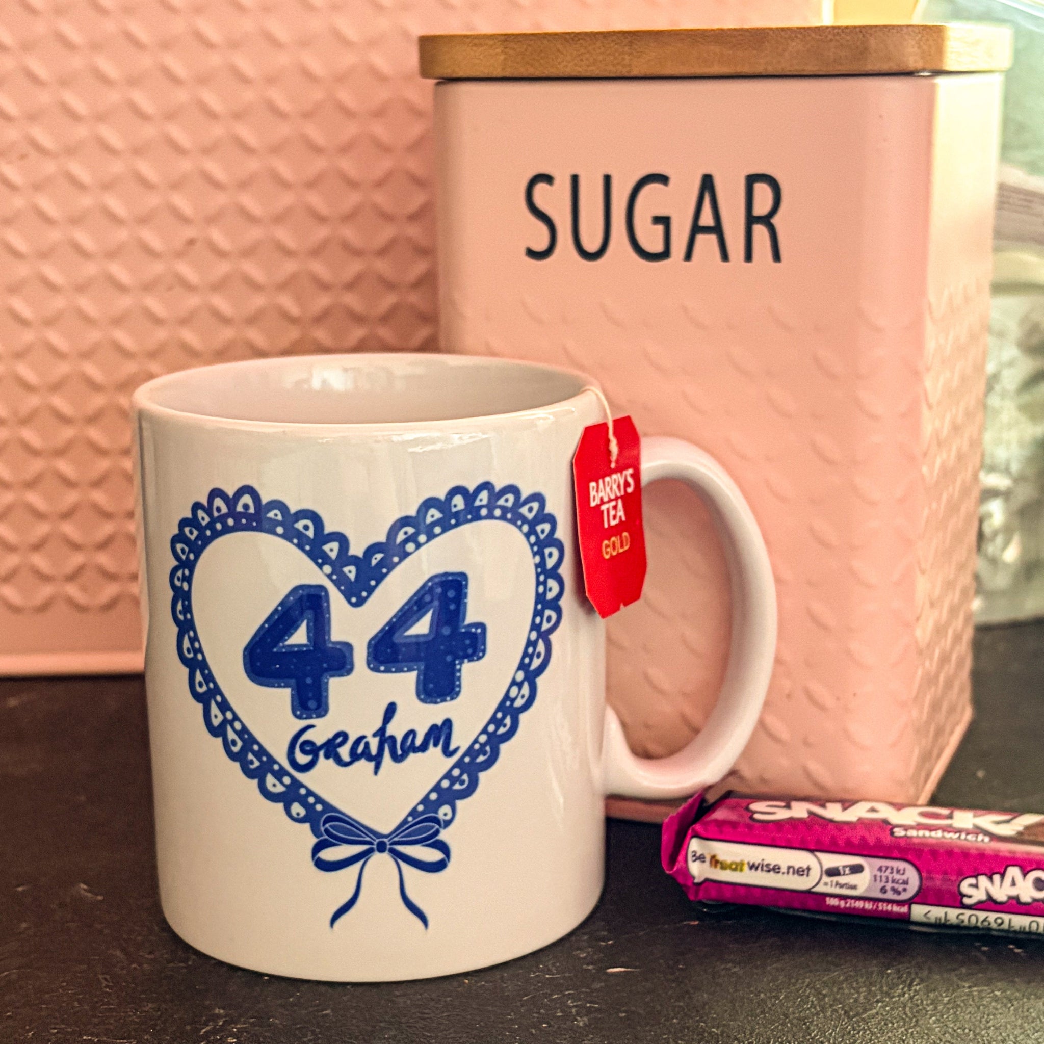 But Daddy I Love Him, Off Campus Inspired Mug. Coquette, blue and white, Gareth Graham, hockey romance, Heart with trim, The deal, Belmont Cameli, bookish. double sided