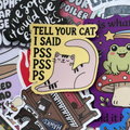 CAT YELLOW BLACK STRIPES CUTE STICKER PSS PSS FUNNY