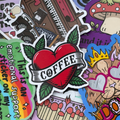 Coffee Tattoo Heart, Single Sticker, traditional tattoo