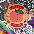 Curvy Girl Summer Peach, Single Sticker. Cute, fruit, peachy booty