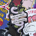 Dark Romance Serpent, red rose Single Sticker. Bookish, kindle sticker snake scroll