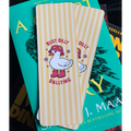 Dilly Dally Duck, Standard Bookmark, yellow Stripes, wellingtons, hat, cute, meme, pink, funny, spring, summer