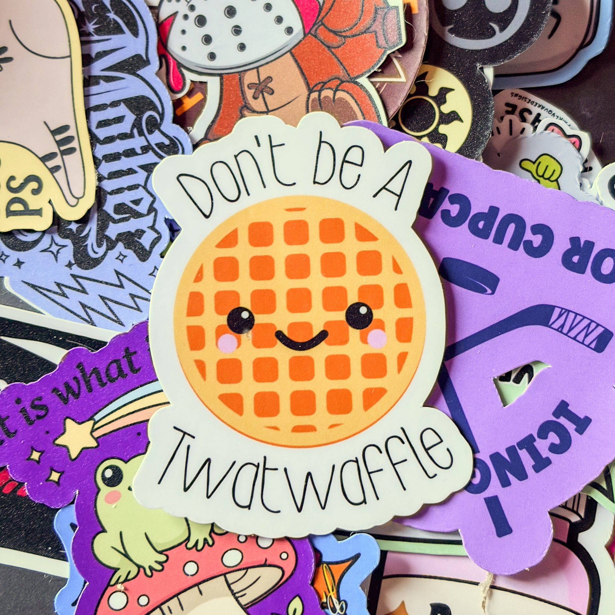 Don’t be a Twatwaffle, Single Sticker, funny, food, cute, cartoon, meme, sarcasm