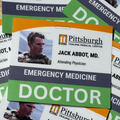 Dr. Abbott Badge, Single Sticker. The pitt, shawn hatosy, pittsbergh medicall centre, medical drama, trending, tv