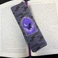 Dragon Window, Large Bookmark. Fantasy brick building with purple window and dragon and floral