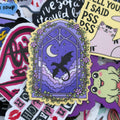Dragon Window, Single Sticker. Fantasy, floral, castle, moonlight, bookish&nbsp;
