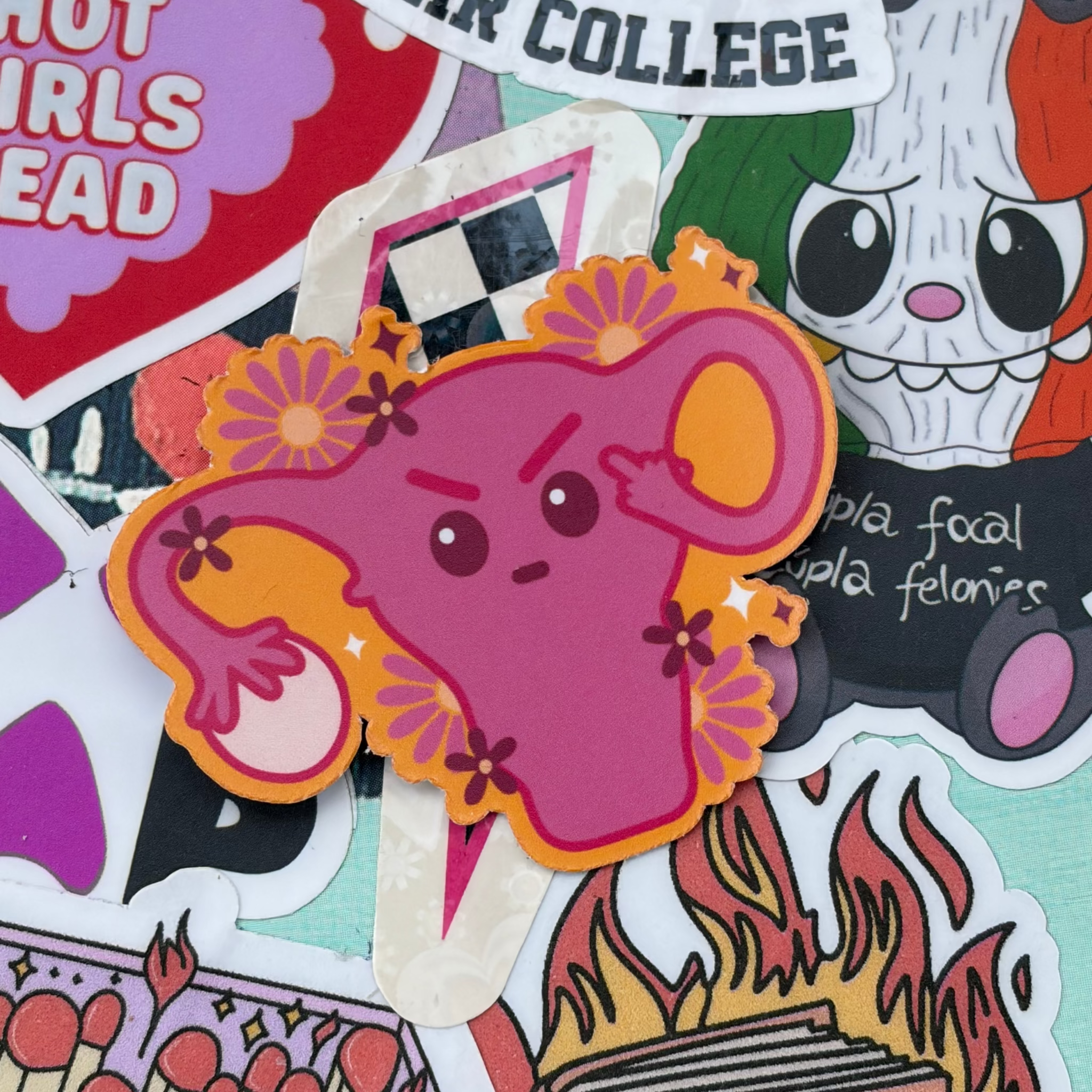 F-Uterus, Funny Single Sticker, Pink and Orange, Dark Humour WOMANS HEALTH REPRODUCTIVE CARTOON