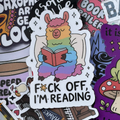 bookish reading rainbow llama sticker funny humour