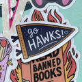 Go Hawks! Off Campus, Briar University Hockey Team Bookish Sticker FLAG ROMANCE TV BOOKISH BLUE YELLOW WHITE