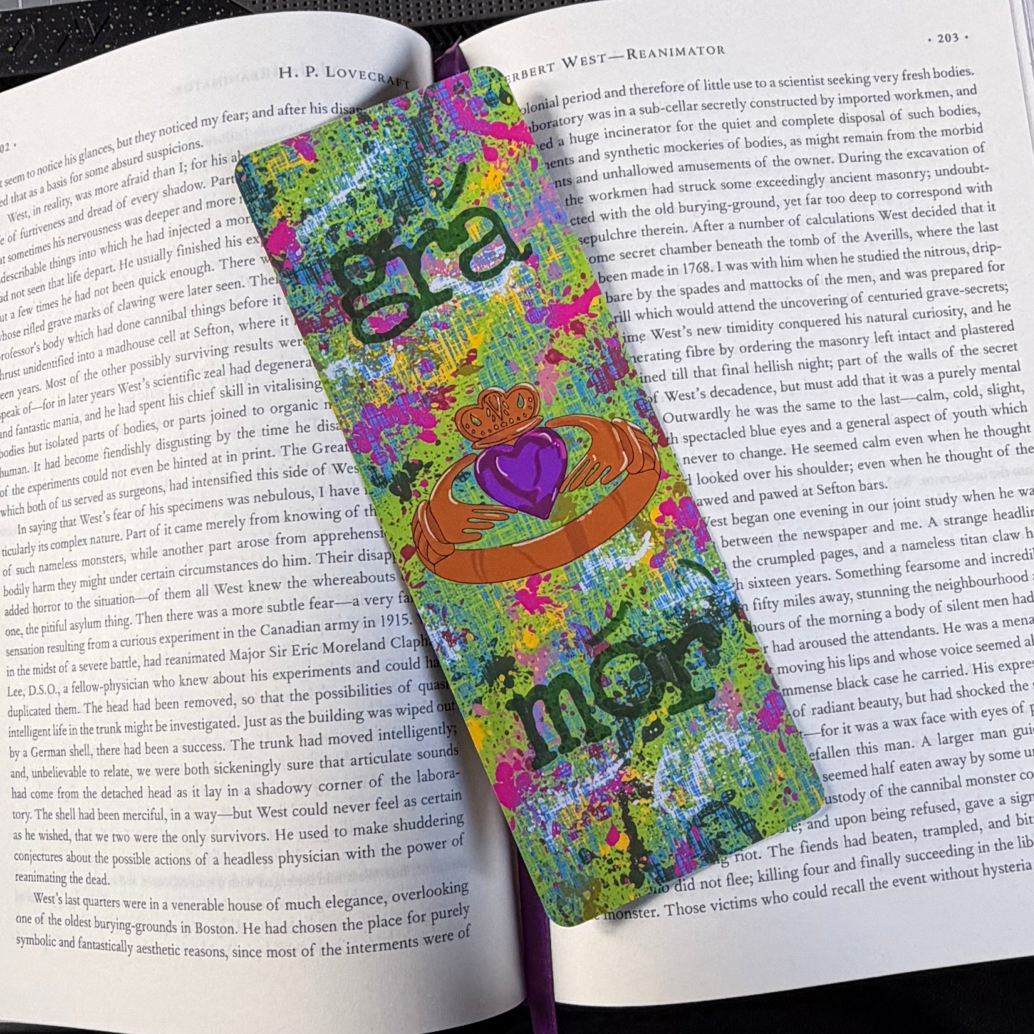 Grá Mór, Big Love, Large Bookmark. Graphic, Irish language, modern pattern with traditional claddagh ring. tourisim, gift,souvenier