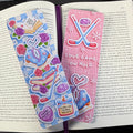 Hockey Romance, Double Sided, Large Bookmark. Soft pastels, blue, pink. Kawaii, cosy style off campus, briar university, heated rivalry