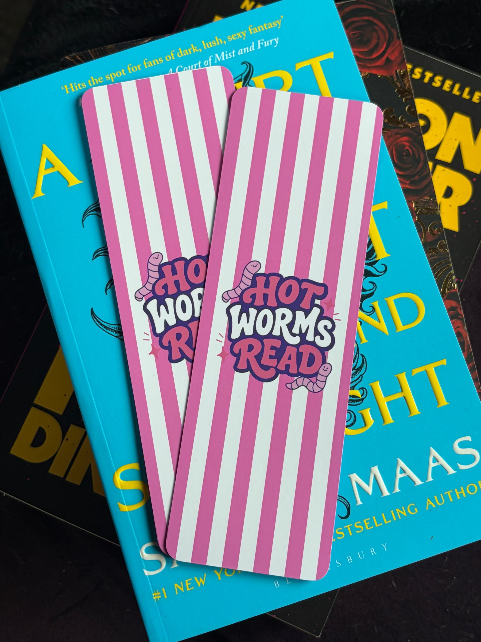 Hot Worms Read, Standard Bookmark, pink and white stripes, hot girls read, trending, bookish