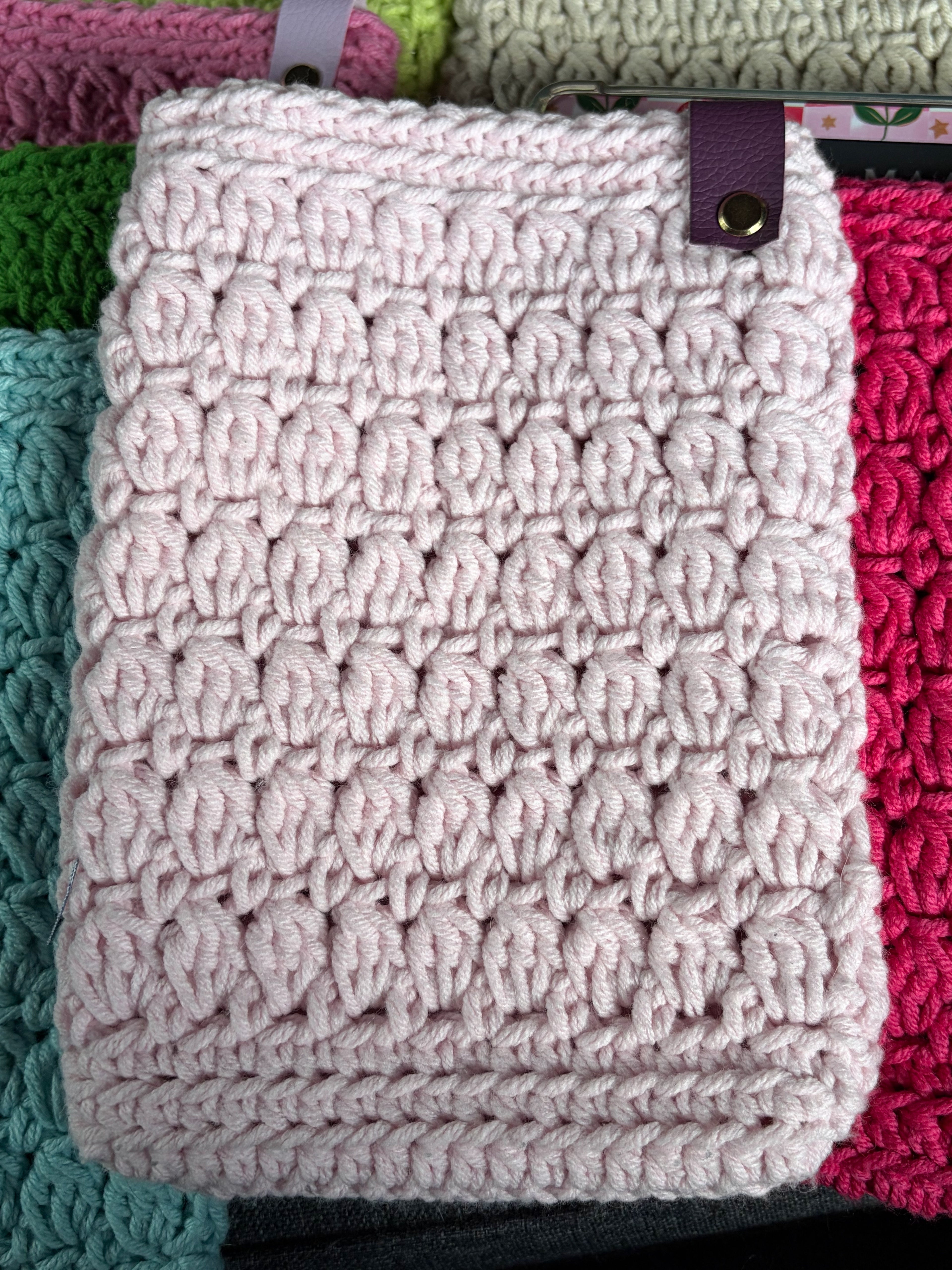 Kindle SOX, - hand crocheted kindle sleeves with faux leather tag and gold hardware