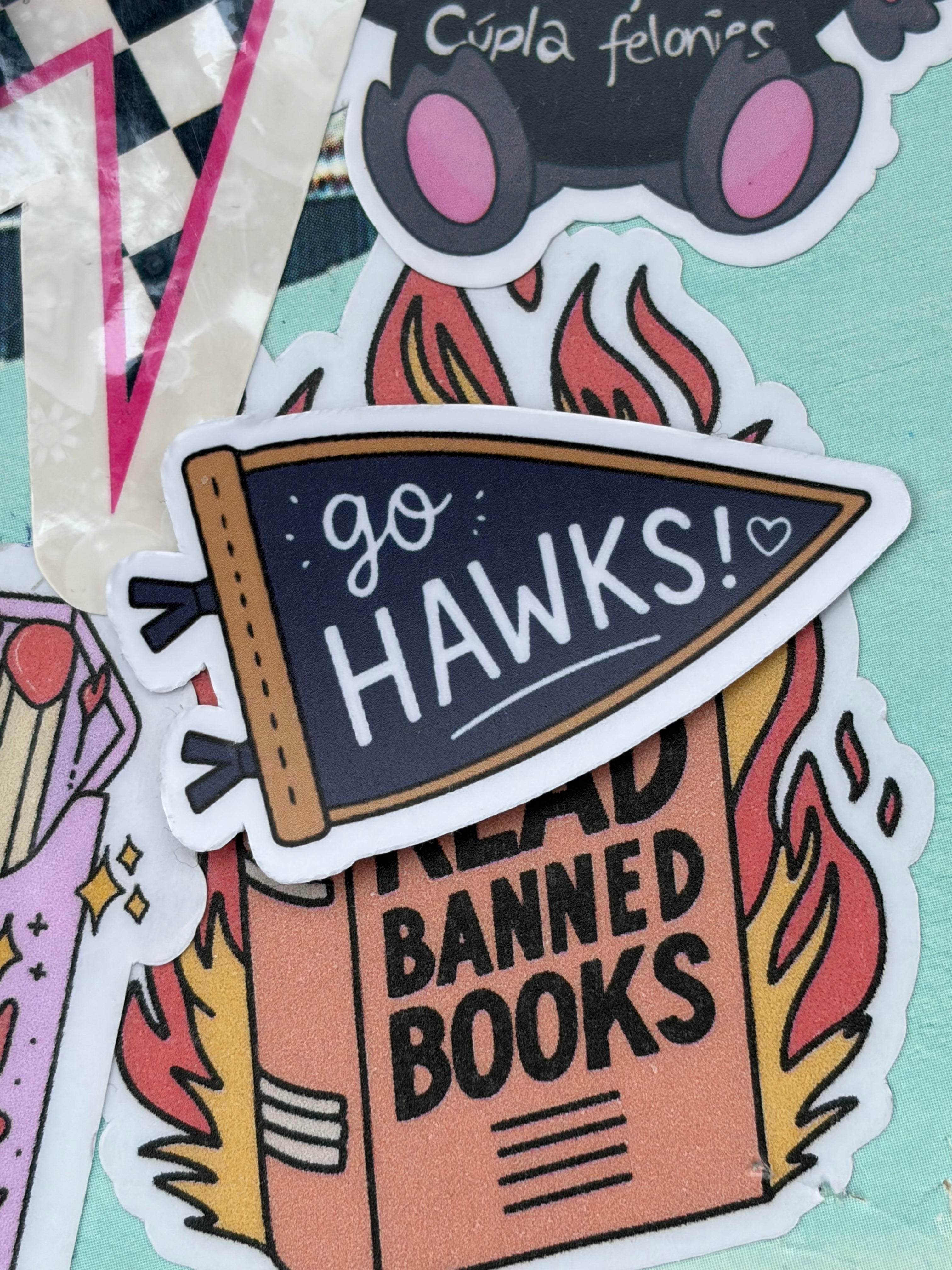Go Hawks! Off Campus Bookish Sticker