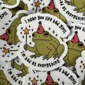 I hear you like Bad Girls, I'm bad at everything , Frog, Single Sticker. Cute, funny, relatable, mental health, toad, wizard, magical wand, stars, pink and green