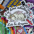 I’m done adulting, let’s be dragons, single sticker, pastel, floral, bookish, magical, fantasy