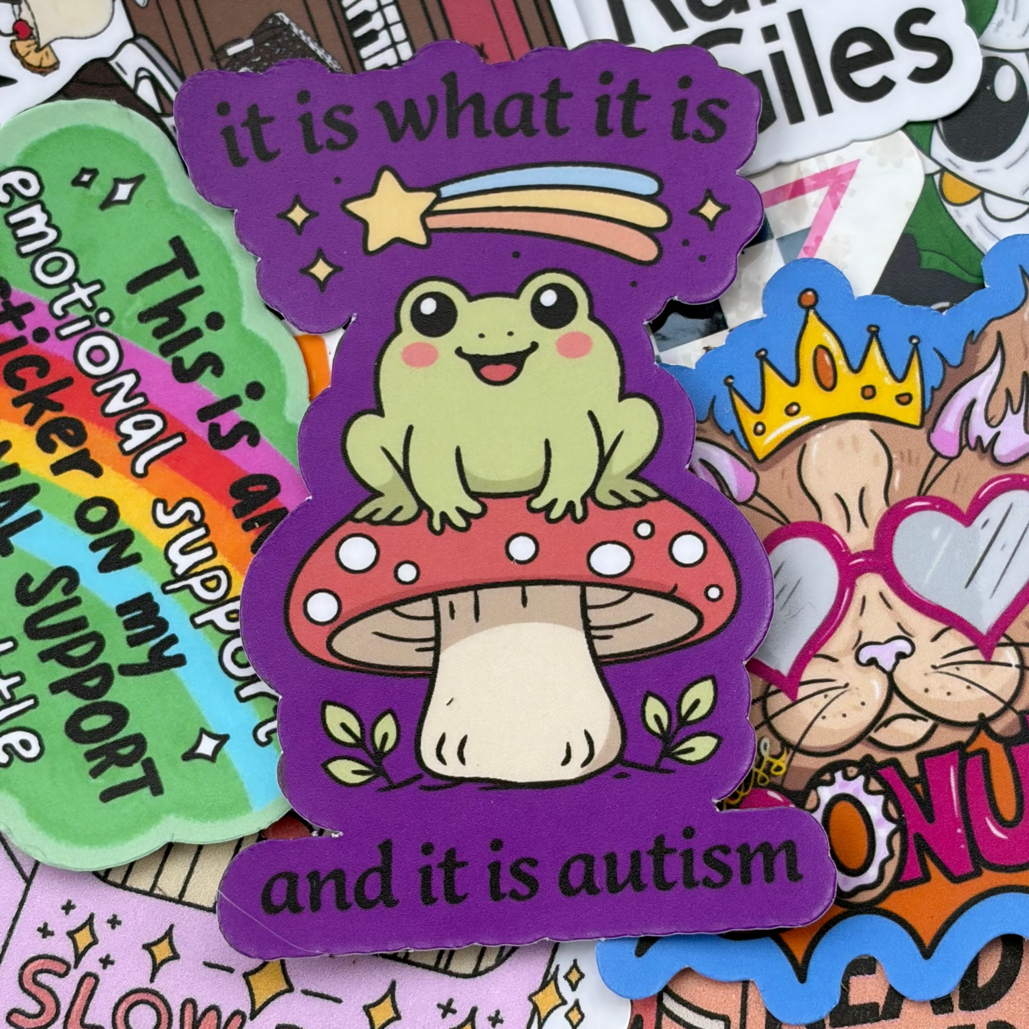 It’s Autism, Mushroom Frog Single Sticker, Funny Relatable, Neurodivergent, SPICY SHOOTING STAR CUTE FUNNY RELATABLE