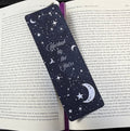 Marked by the Stars, Large Bookmark. Navy sky backround with white moon and star pattern