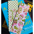 Matcha Girlie, Double Sided, Standard Bookmark, green and white checker, mochi, matcha, pink, green, kawaii, cute, soft, trending, tea. teapot, summer