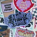 Motherhood ROCKS, 70’s Style Single Sticker BLUE LIGHT COOL MOM LIGHTENING BOLT