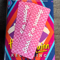 Pink wavy checkerboard bookmark with white Shh I’m Reading lettering
