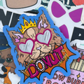 Princess Donut, Dungeon Crawler Carl, RPG Lit, Gaming / Bookish single sticker CAT GLASSES CROEN MULTICOLOUR CUTE FUNNY