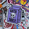 Skull Goth Juice Carton purple with straw, Single Sticker