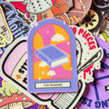 The Reader, Tarot Card, Single Sticker, window, colourful, bookish