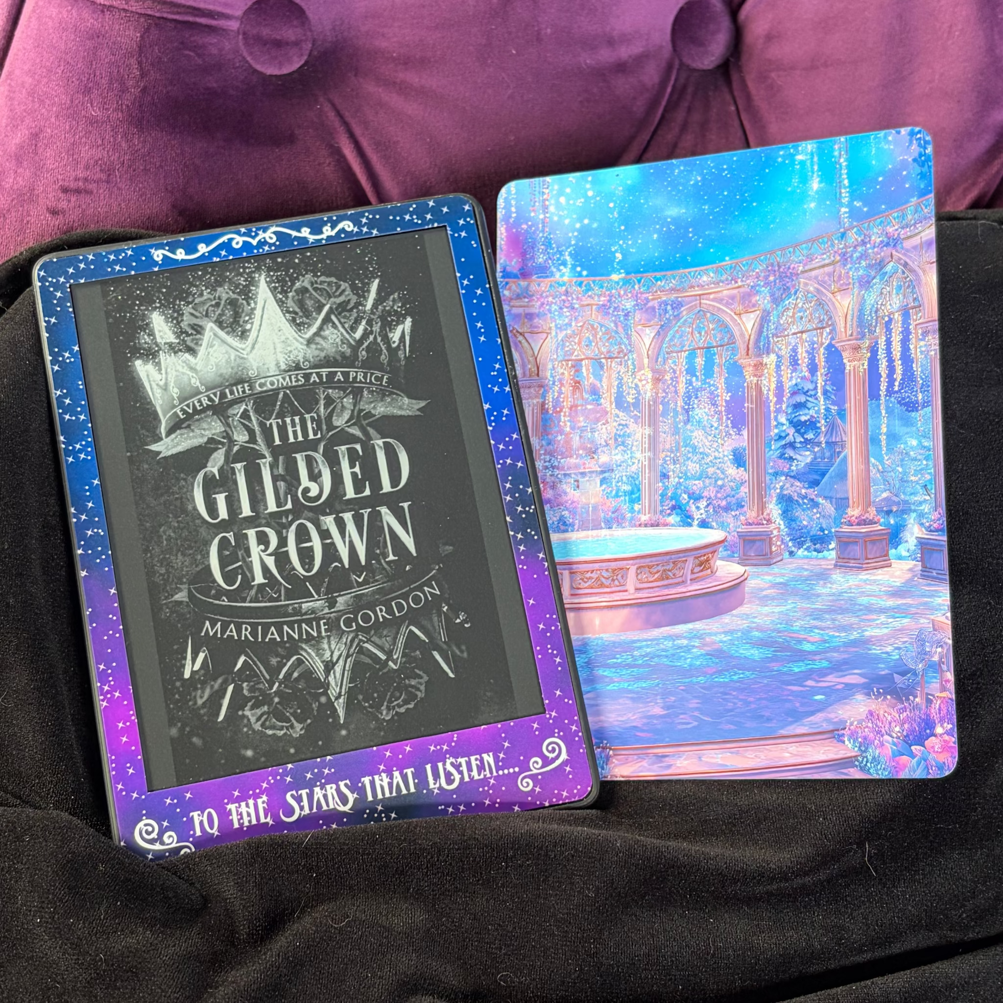 The Stars That Listen, Vinyl Kindle Skin. Blue and pink starry ACOTAR inspired.

Made to order. Made to fit your specific model. Matte laminate, anti scratch. Easy to install. Easy to remove.&nbsp;