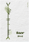Saor, the Irish word for free, written in Ogham on an Irish wall print by Fairly Quare Designs