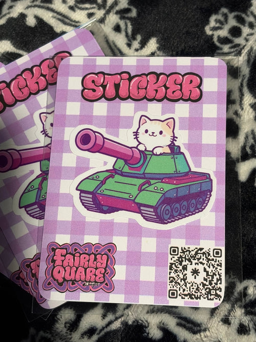 Cat Tank Sticker - Fairly Quare Designs