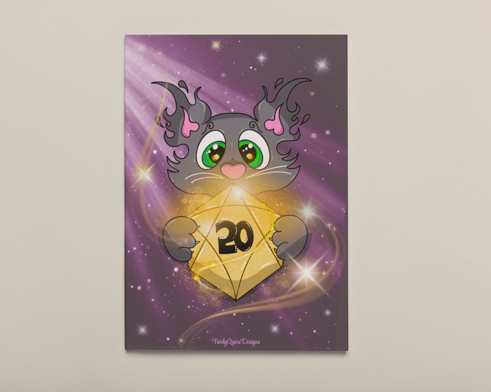 D20 Kitty - Print - Fairly Quare Designs
